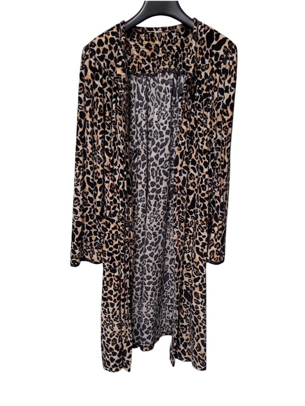Vintage Velour Leopard 80s Housecoat XL